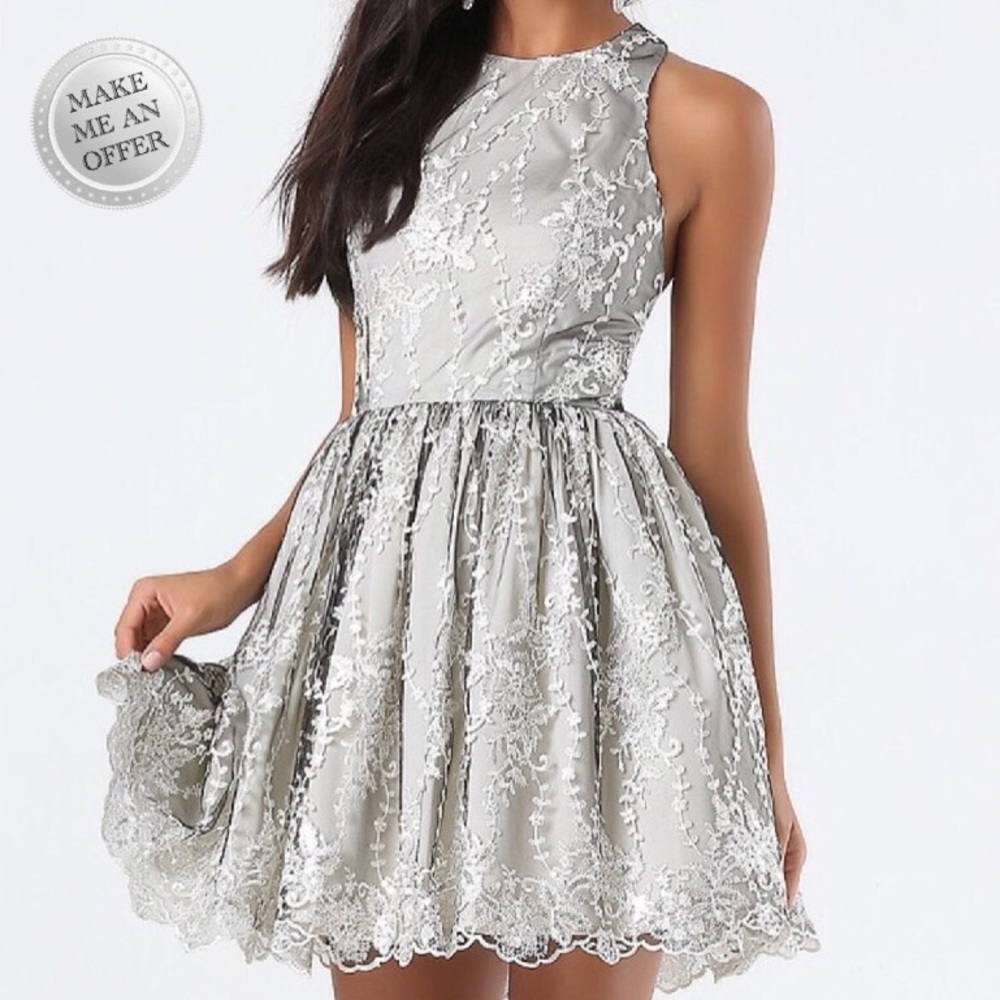 Bebe Dotted Tulle Fit & Flare Dress